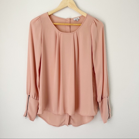 Peach Long Sleeve Blouse Dress Top Sz Small - Picture 1 of 8